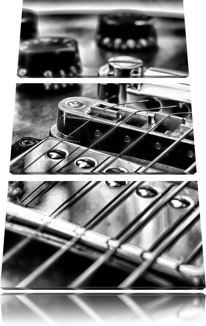 Pixxprint Black and White Guitar, Gitarre als Leinwandbild/Grösse: 3 Teilig (120x80 cm) cm/Wandbild/