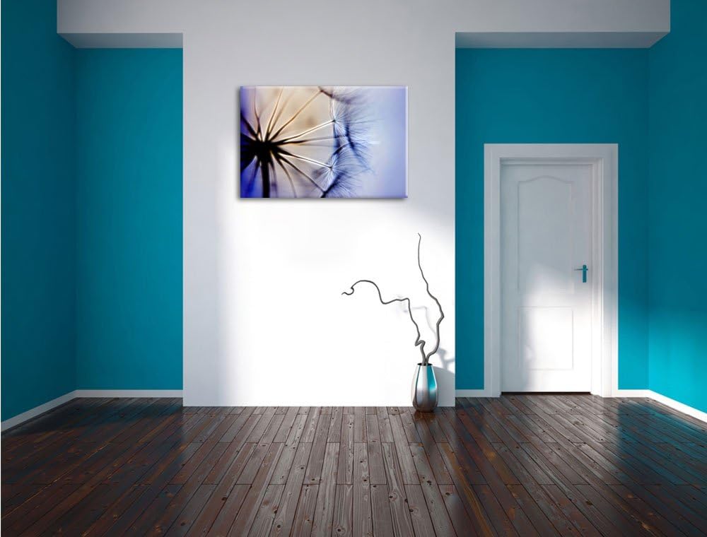 Pixxprint Pusteblumen Neon Lights Effekt, Format: 100x70 auf Leinwand, 100x70