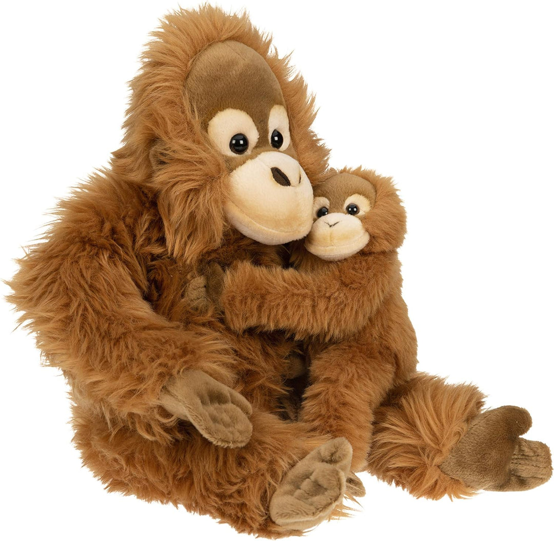 Uni-Toys - Orang-Utan mit Baby, sitzend - 30 cm (Höhe) - Plüsch-AFFE - Plüschtier, Kuscheltier Orang