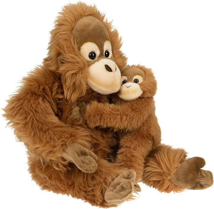 Uni-Toys - Orang-Utan mit Baby, sitzend - 30 cm (Höhe) - Plüsch-AFFE - Plüschtier, Kuscheltier Orang
