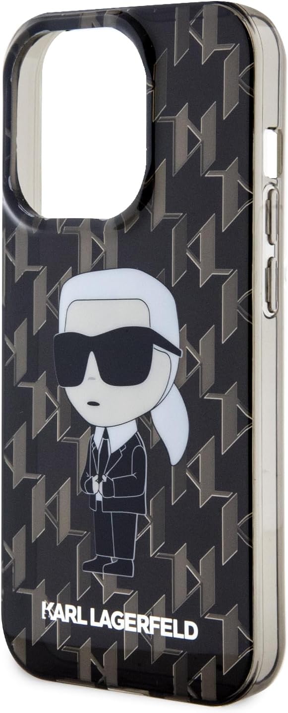 CG MOBILE Karl Lagerfeld IKonIK Monogramm Hard Case Für iPhone 15 Pro Max (Schwarz), Schwarz