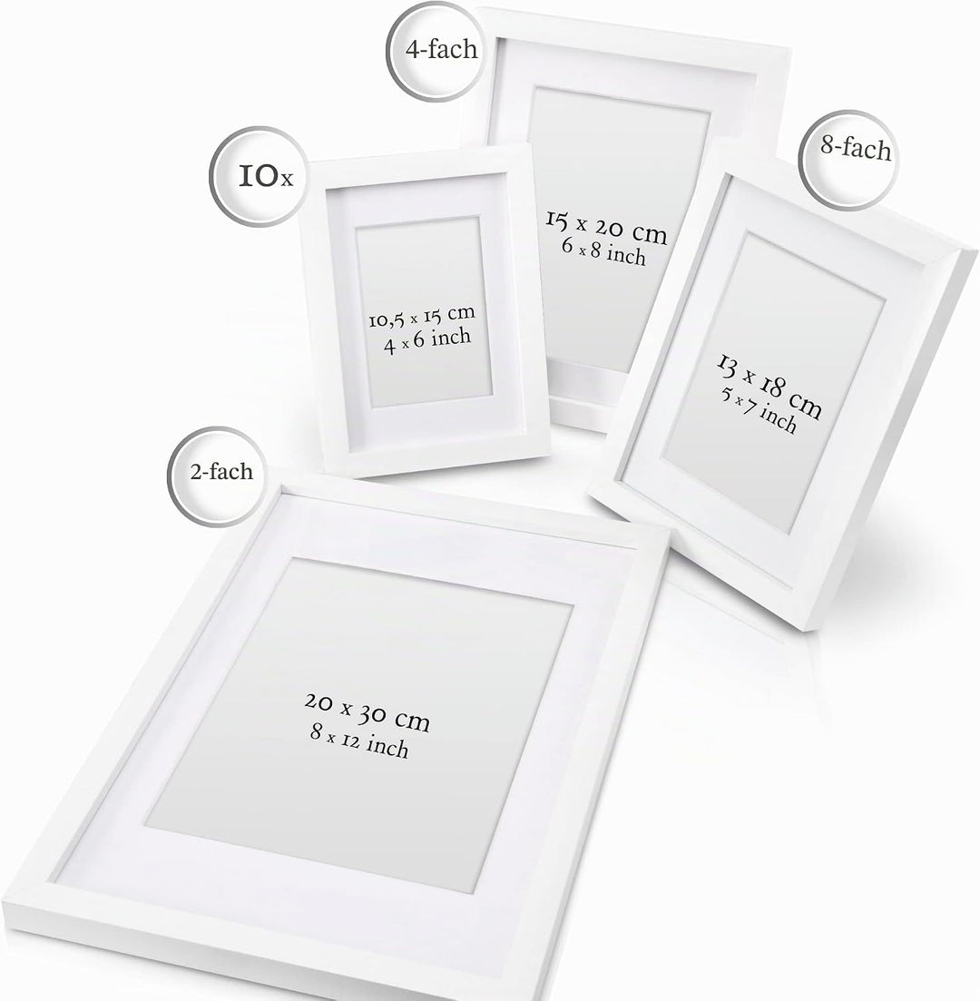bomoe 24er Bilderrahmen Set Nature – 10x 10x15 cm, 8X 13x18 cm, 4X 15x20 cm, 2X 20x30 cm Fotorahmen