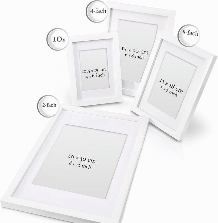 bomoe 24er Bilderrahmen Set Nature – 10x 10x15 cm, 8X 13x18 cm, 4X 15x20 cm, 2X 20x30 cm Fotorahmen