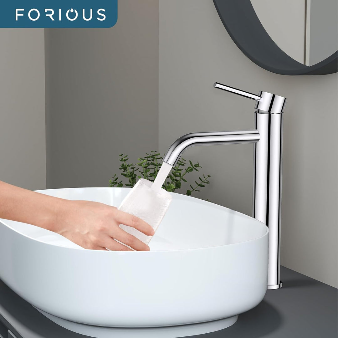 FORIOUS Wasserhahn Bad, Hoch Waschtischarmatur Waschbecken Armaturen mit Auslaufhöhe von 190 MM High