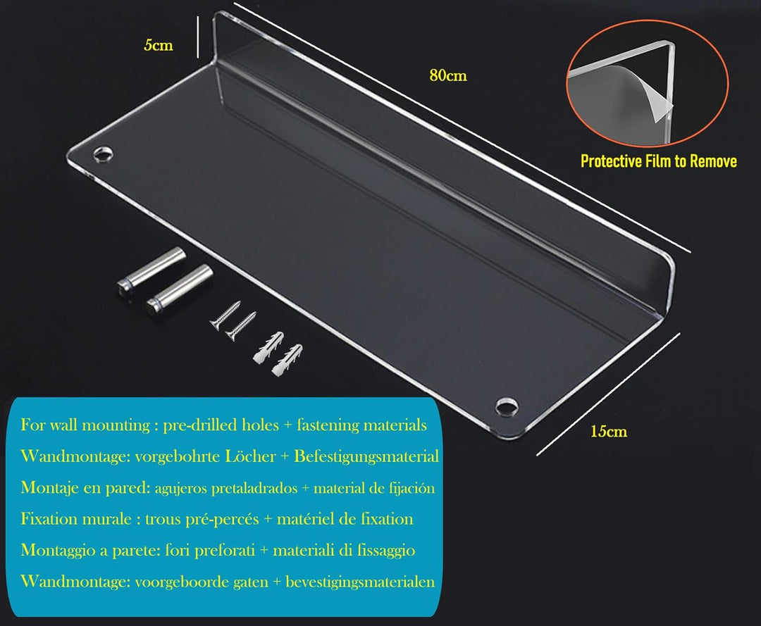 TUKA-i-AKUT 2er 80cm Wand Prospekthalter Acryl Extra Stark, Zeitschriftenhalter Wandregale für Zeits