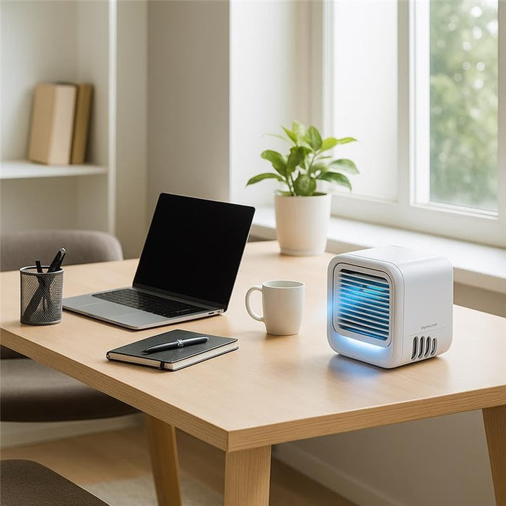 Silvergear® Mobile Klimaanlage | Mini Luftkühler | Kühlt mit Wasser oder Eiswürfeln | 3 Gebläsestufe