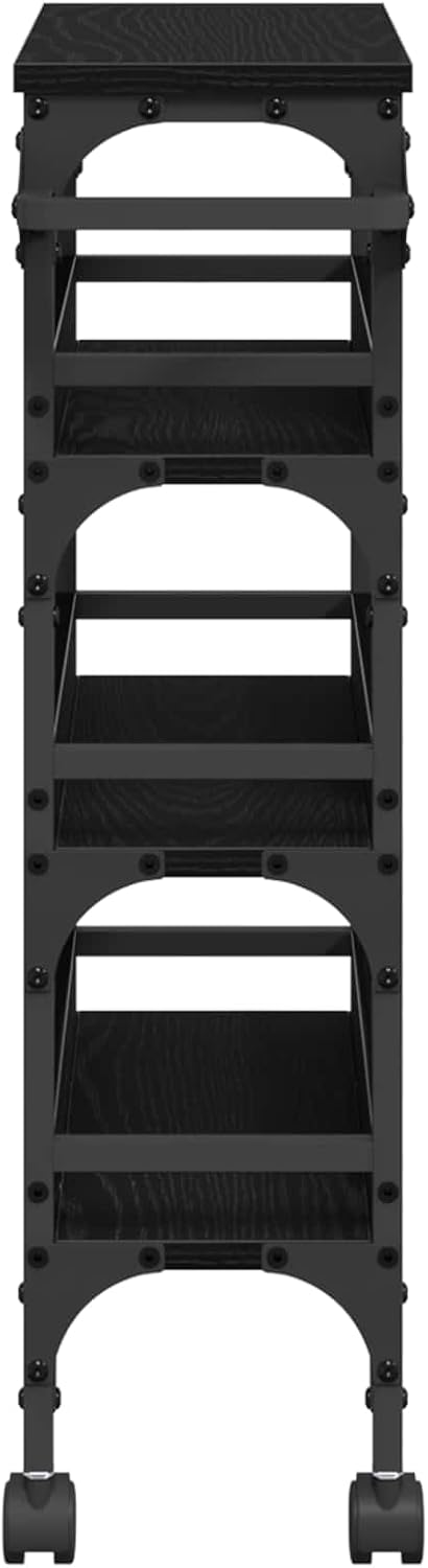 vidaXL Küchentrolley Schwarz Eichen-Optik 53 x 20 x 76 cm, Küchenwagen, mobiles Teil, robuster Wagen