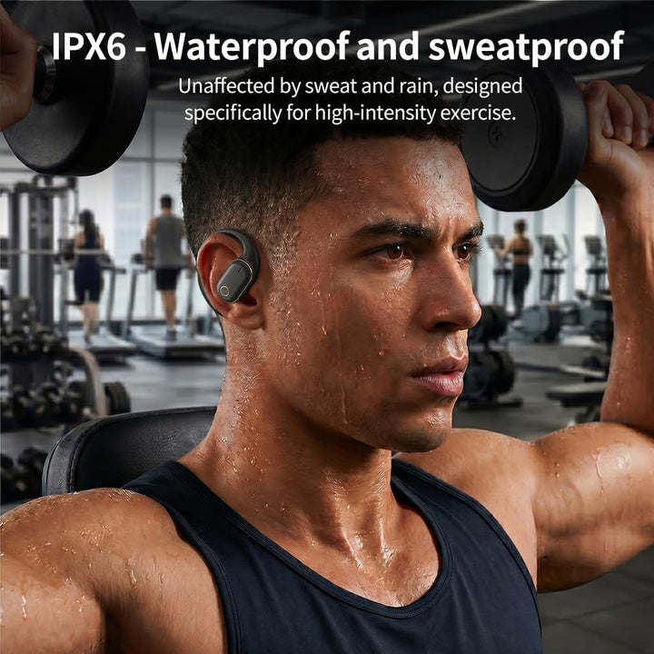 Open-Ear Bluetooth Kopfhörer, Bluetooth 6.0 Wireless Ohrhörer Sport mit LED-Anzeige, IPX6 Wasserdich