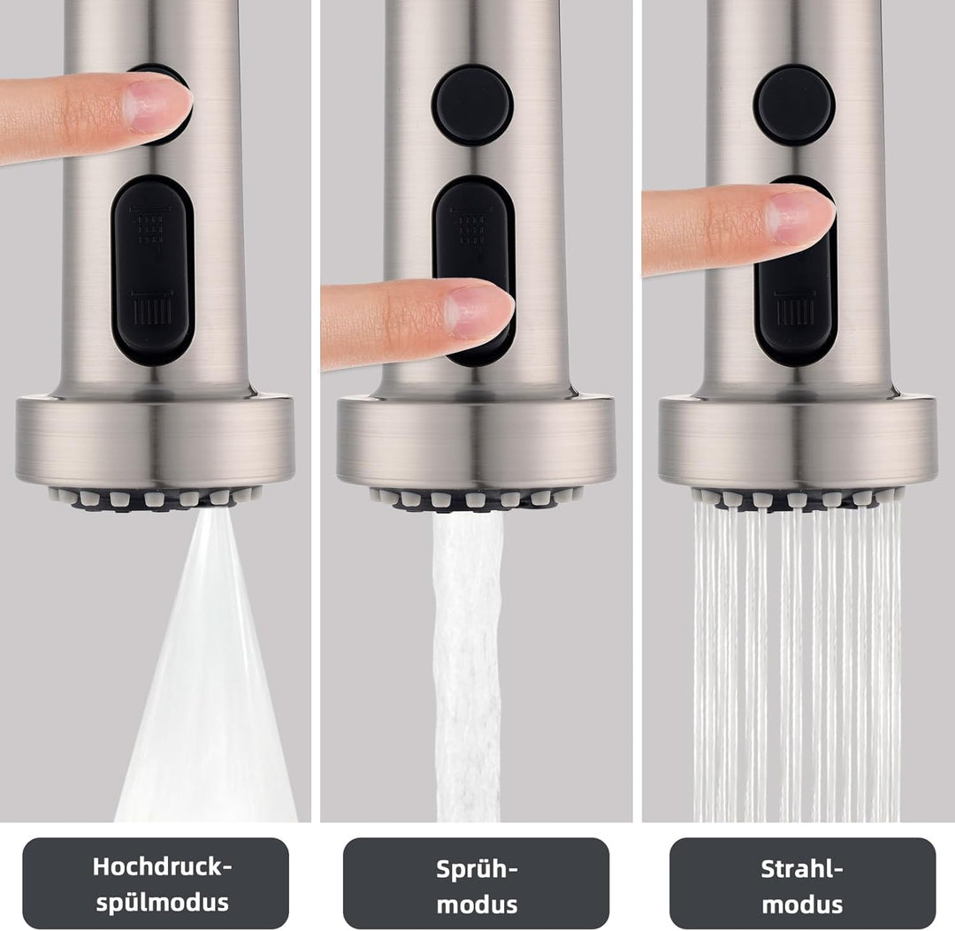 3 Modi Wasserhahn Aufsatz Pull out Brausekopf Küchenarmatur Geschirrbrause Handbrause Wassersparer f