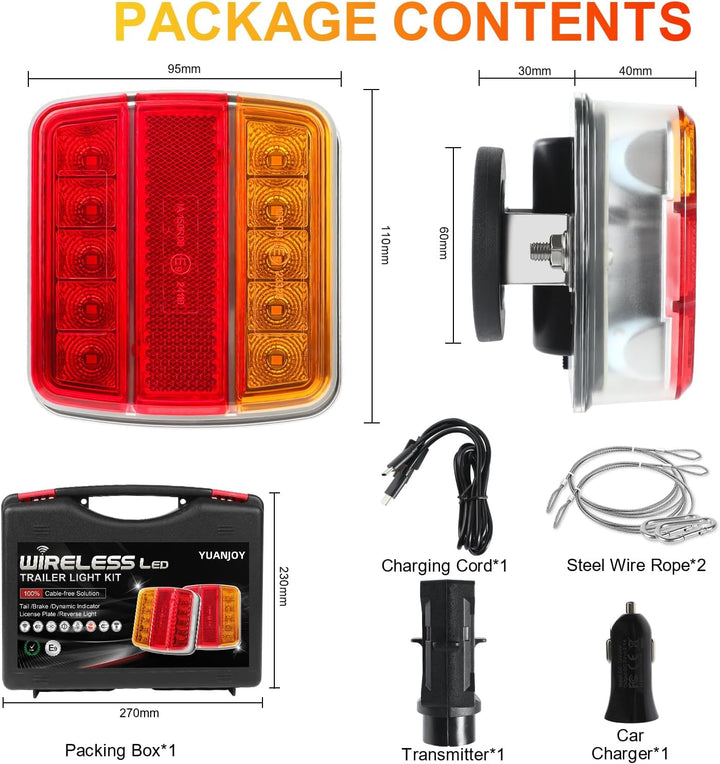 LED Anhänger Rückleuchter Set, 12/24V Magnetische drahtlose LED Wasserdichte Rückleuchten, Anhänger