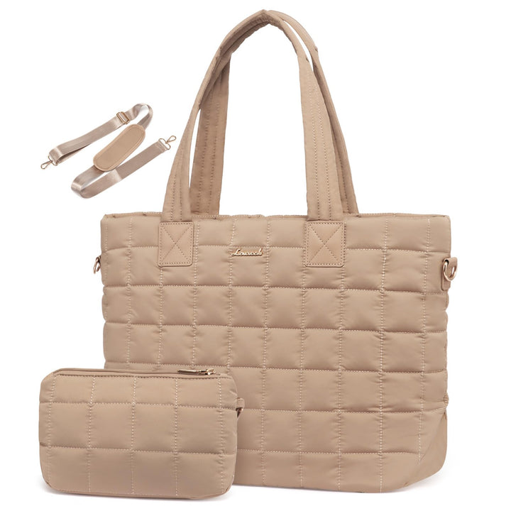 LOVEVOOK Laptoptasche Damen 15,6 Zoll，Laptop Handtasche Arbeitstasche Gross，Puffer Shopper Tasche Sc
