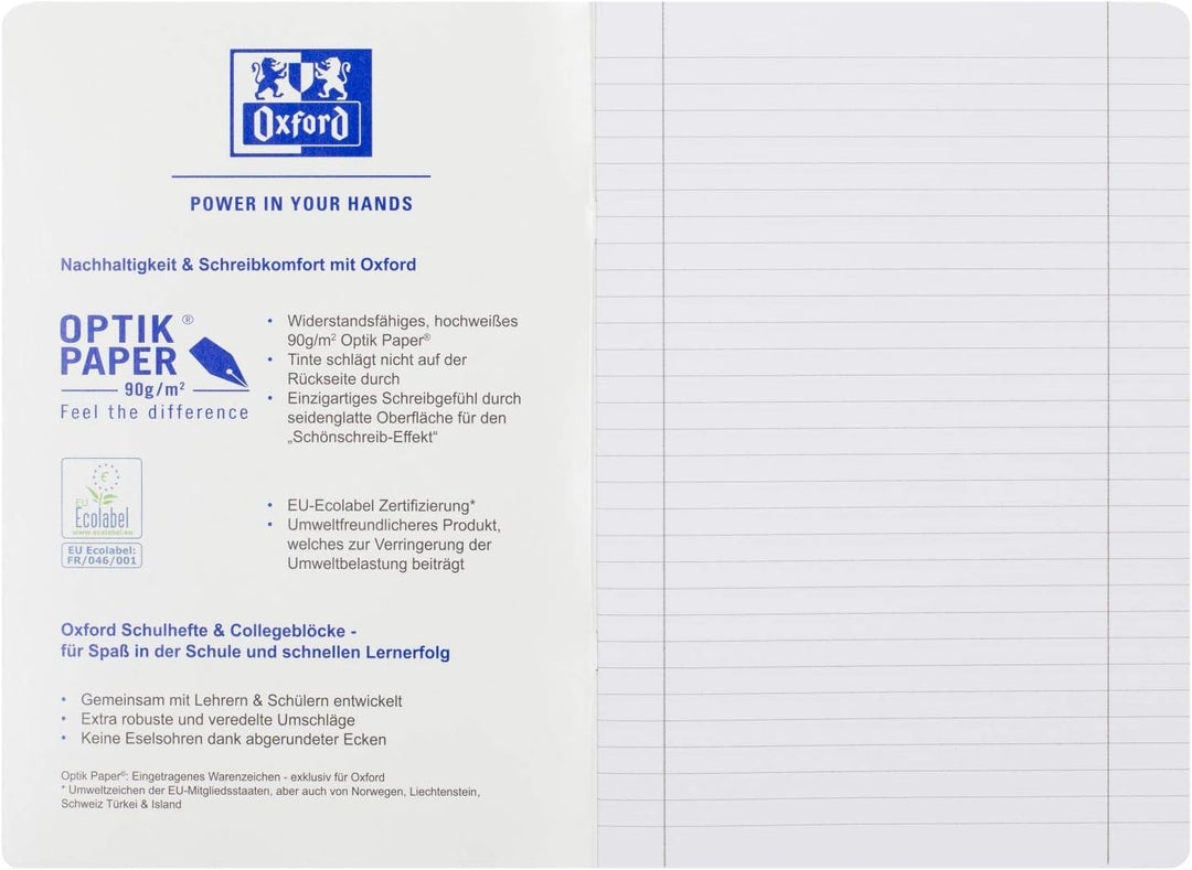Oxford Schulheft A4 Touch, 16 Blatt, Lineatur 27, liniert, 15 Stück aqua L 27 - liniert mit Doppelra