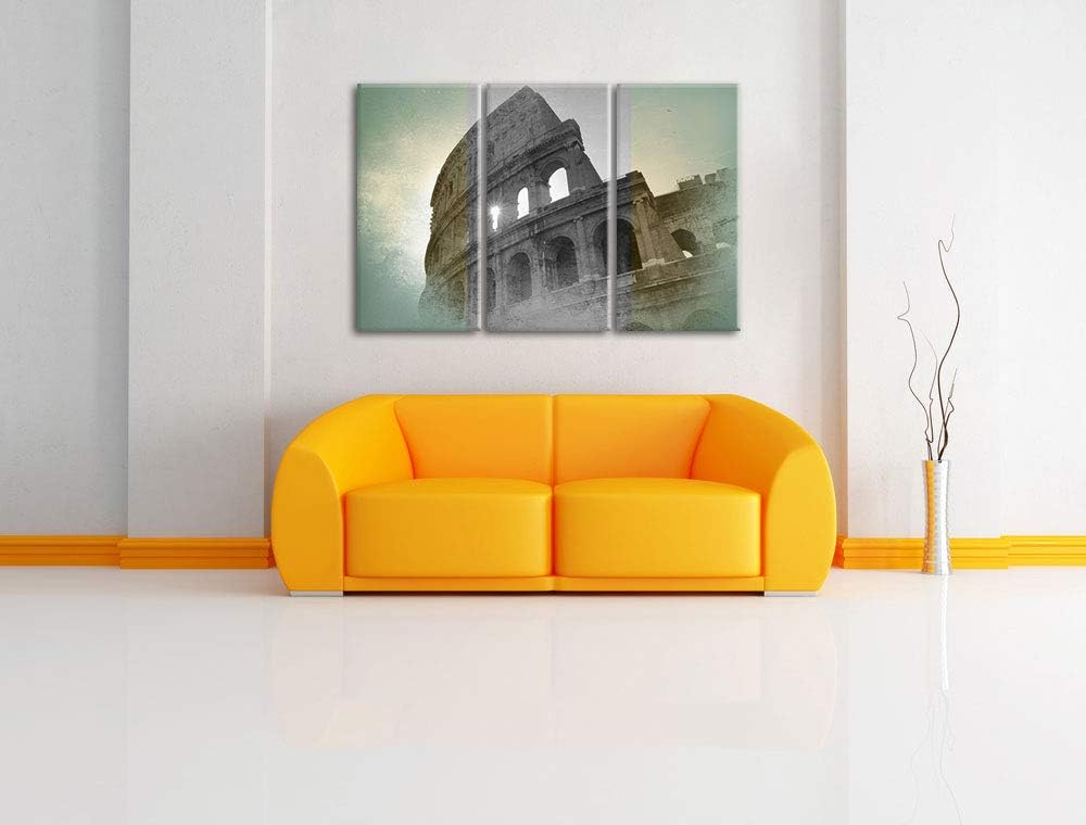 antikes Kolosseum in Rom schwarz/weiss 3-Teiler Leinwandbild 120x80 Bild auf Leinwand, XXL riesige B