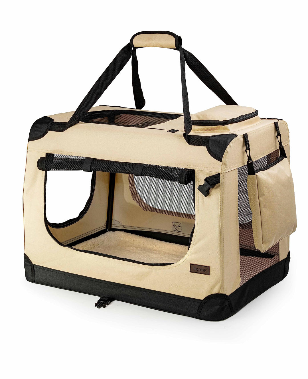 lionto Hundetransportbox Hundetasche Hundebox faltbare Kleintiertasche, (XXL) 90x61x65 cm beige Beig