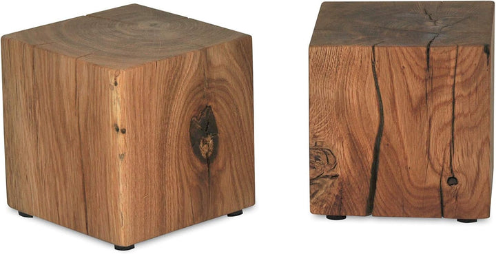 ms factory Holzblock Eiche Massiv - Handgefertigter Holzklotz - Rustikale Holzsäule - Beistelltisch