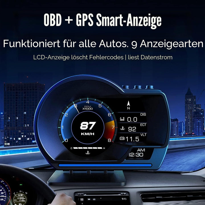Dual System Car Head-Up Display, with GPS + OBD Two Modes, OBD Car Display, GPS Speedometer, Suitabl