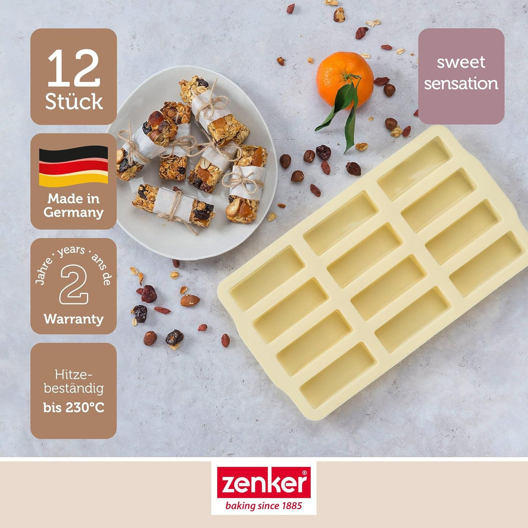 Zenker Müsliriegel Backform – Silikonform zum Backen von 12 Riegel – Müsliform aus Silikon mit Antih