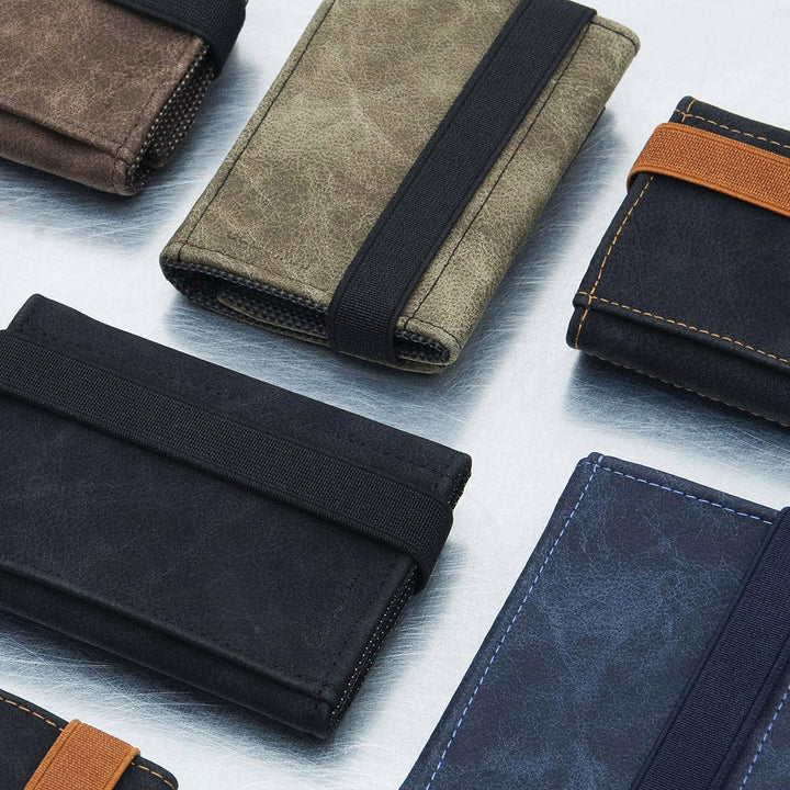 Slim Wallet mit Münzfach aus Microfaser Jacquard mit RFID Schutz - Schlankes Portemonnaie für Kredit
