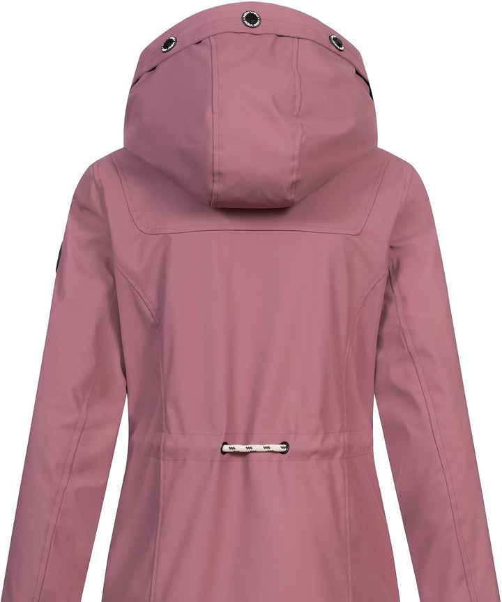 NEW VIEW Damen Regenjacke wasserabweisender Parka Annika Long mit Kapuze S Altrosa (Wistful Mauve) F