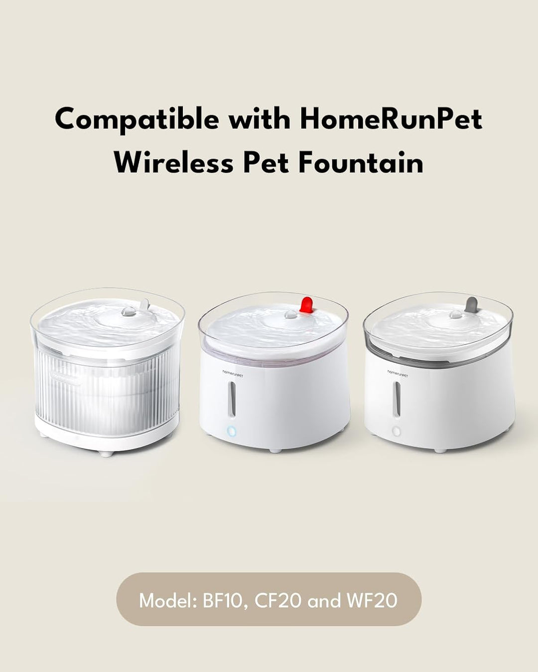 HomeRunPet Trinkbrunnen Filter, 3 STK. Ersatzfilter für Trinkbrunnen für Katzen und Hunde, Weiss Fil