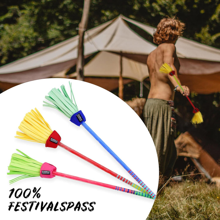 Diabolo Freizeitsport Flowerstick Pro Short (gelb-rot) - kurzer Flowerstick aus Fiberglas inkl. 2 Ha