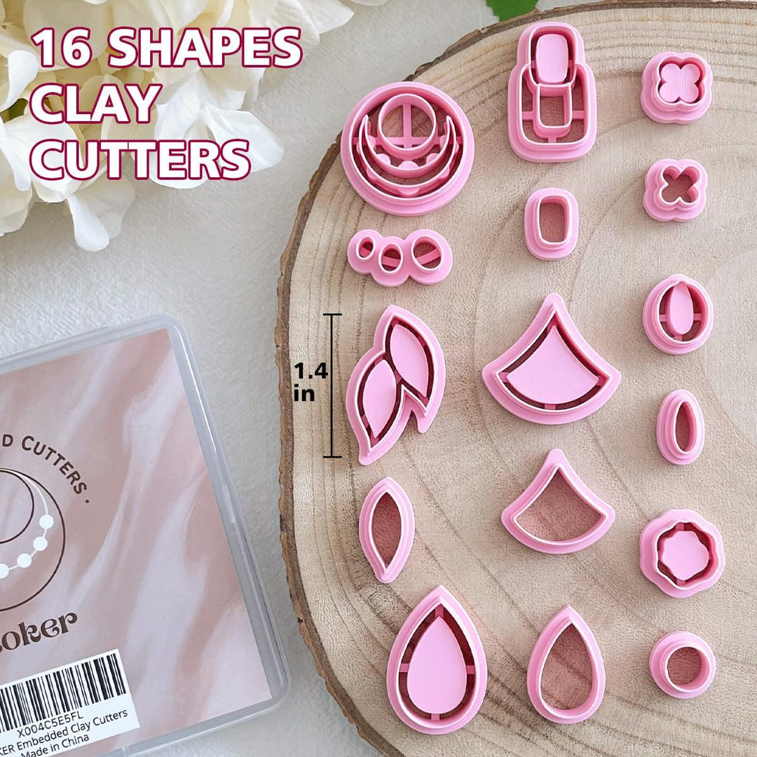 Keoker Embedded Clay Cutters - Polymer Clay Jewelry Making Tools, Earring Cutters Weiss, Weiss