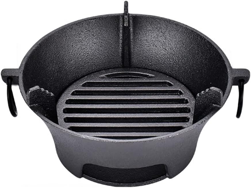 Carbon Ofen, 19.5cm*11.5cm Gusseisen Holzkohleherd, Herdplatte mit 1 Clip und 2 Tassen, Grillrost Gr