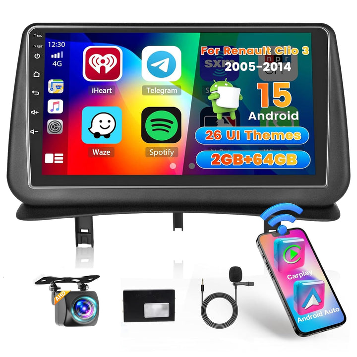 [2G+64G] Hikity Autoradio Für Renault Clio 3 2008-2014 Android 15 Wireless Carplay Android Auto 9Zol