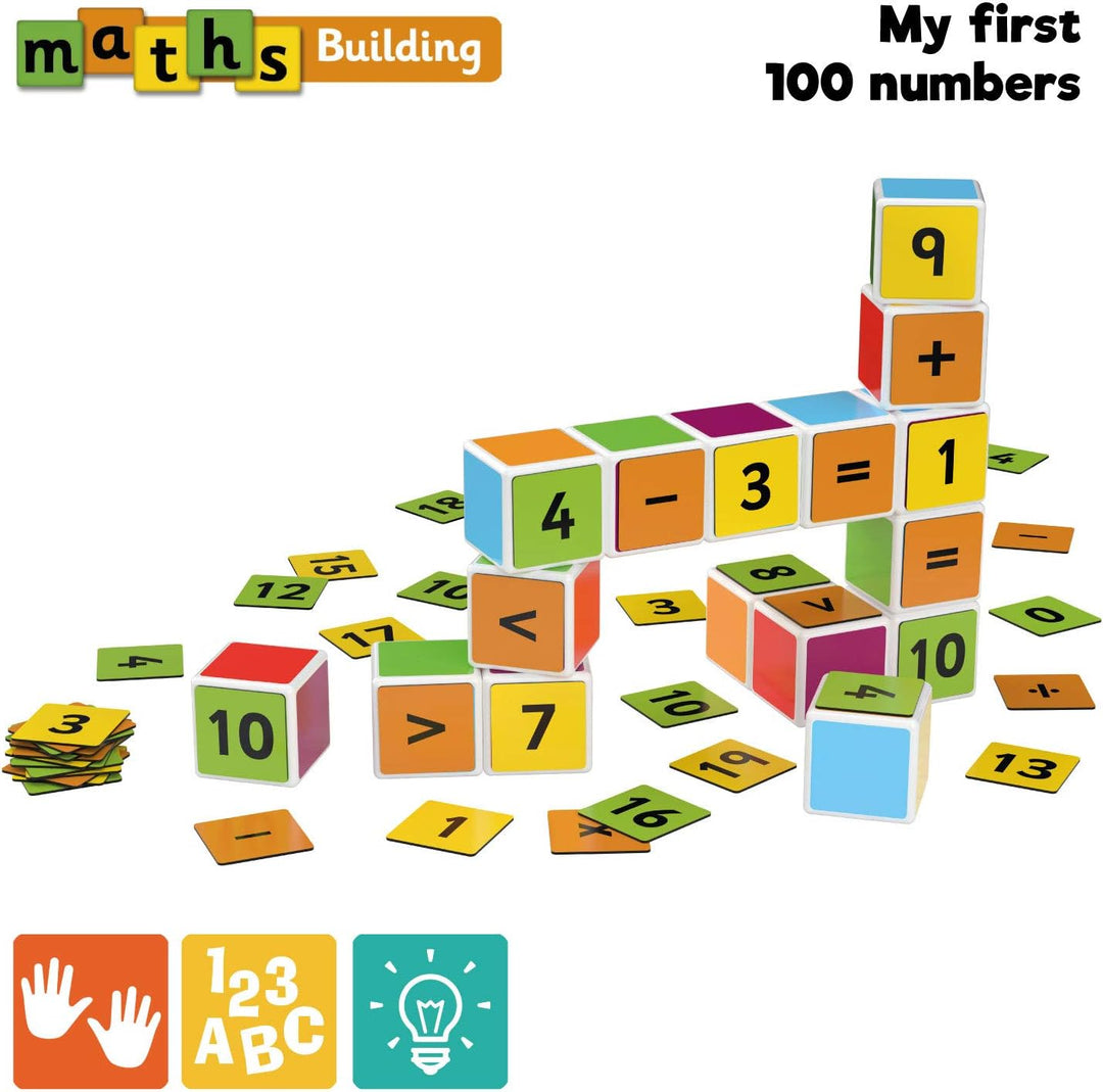 Geomag Magicube Maths Building - 16 Magnetwürfel für Konstruktionen + 45 clip Maths Building 16 Cube