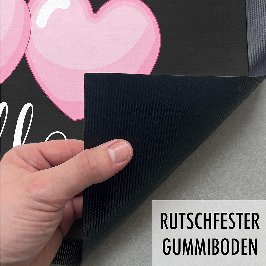 Trendation - Willkommen Fussmatte Herzen Grafik Geschenk Innen und Aussenbereich 60x40 cm
