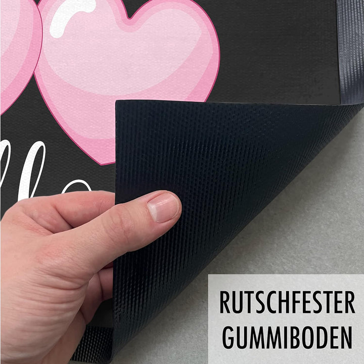 Trendation - Willkommen Fussmatte Herzen Grafik Geschenk Innen und Aussenbereich 60x40 cm