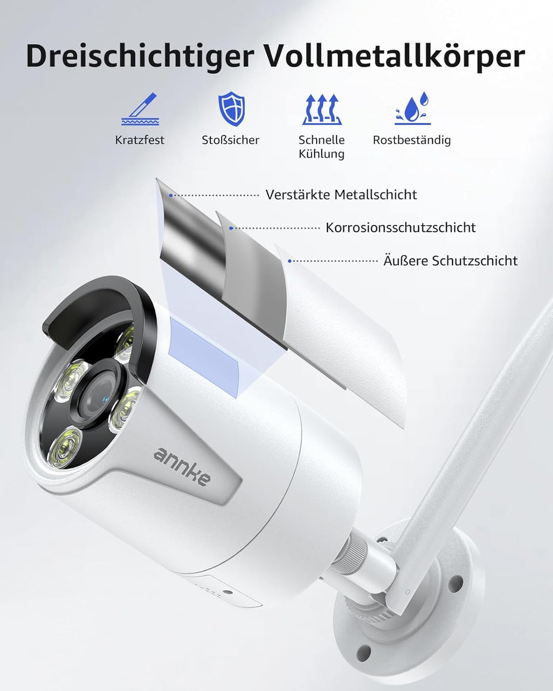 ANNKE 3MP Funk Überwachungskamera Set mit 10.1 Zoll Monitor, 4CH 5MP NVR und 4 IP Kameras Aussen mit