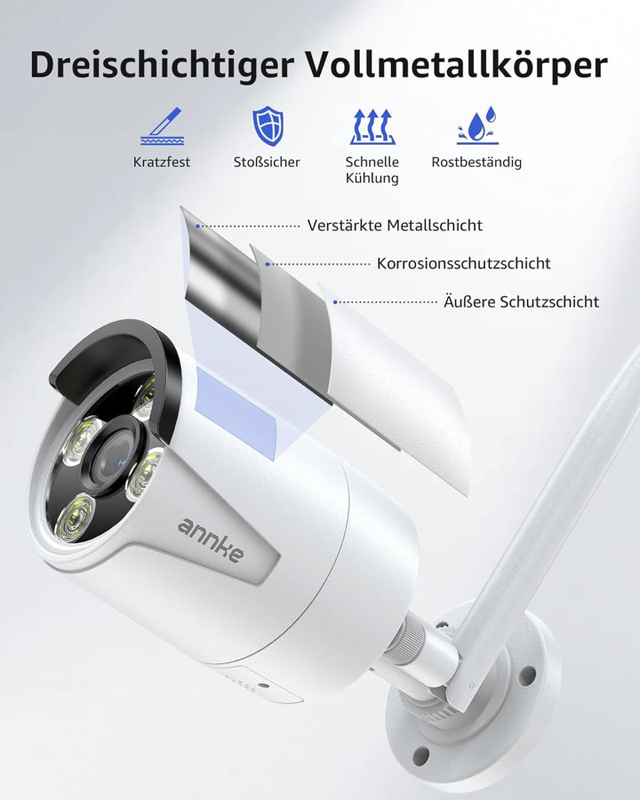 ANNKE 3MP Funk Überwachungskamera Set mit 10.1 Zoll Monitor, 4CH 5MP NVR und 4 IP Kameras Aussen mit