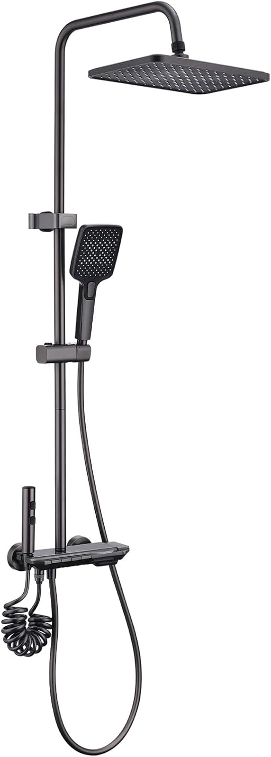 HOMELODY Duscharmatur Komplettset mit Glasablage - Regendusche mit Armatur und 30cm, Duscharmatur mi