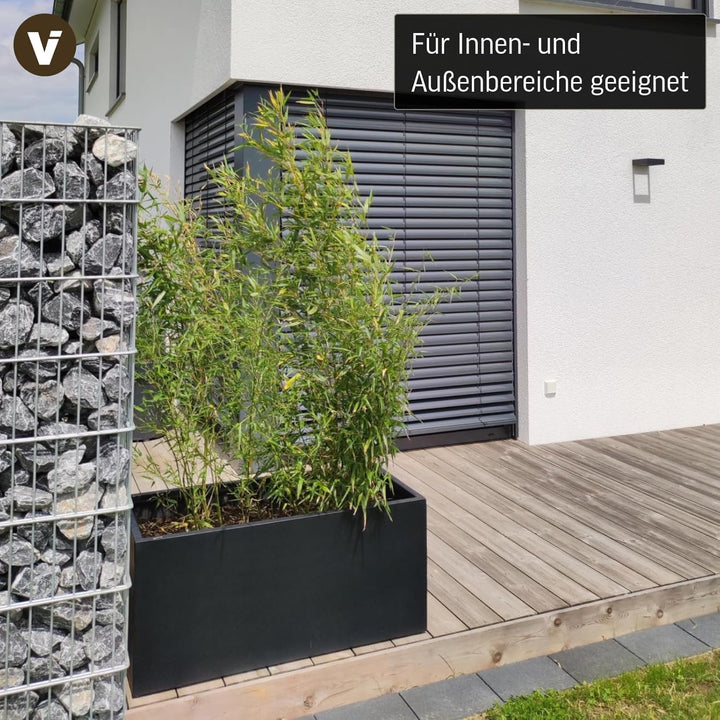 Vivanno Pflanzkübel Pflanztrog Blumentrog Fiberglas Anthrazit Maxi 45x100x45 45x100x45 cm Anthrazit
