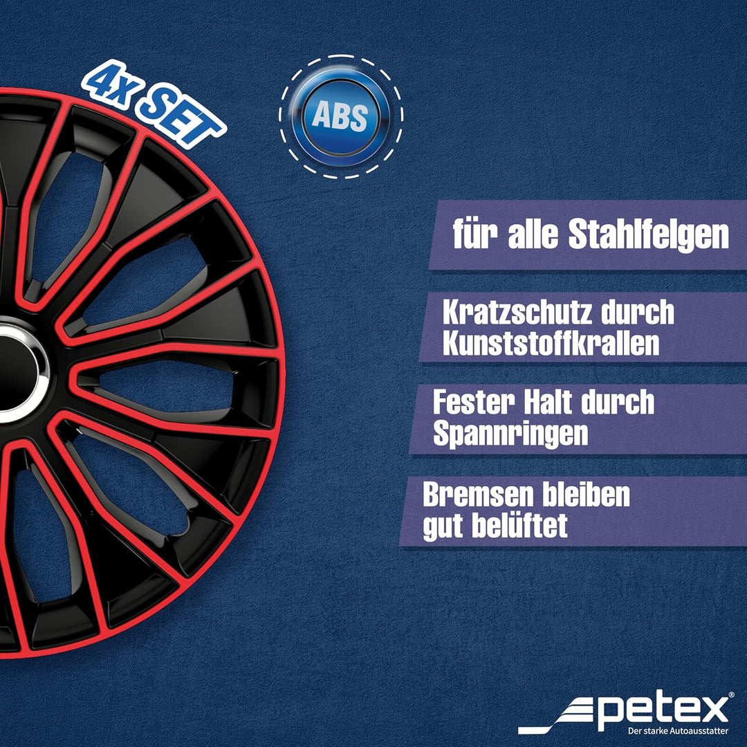 PETEX Voltec Pro Radzierblendenset, 38,1 cm (15 Zoll), in Schwarz/Rot (1350-3529)