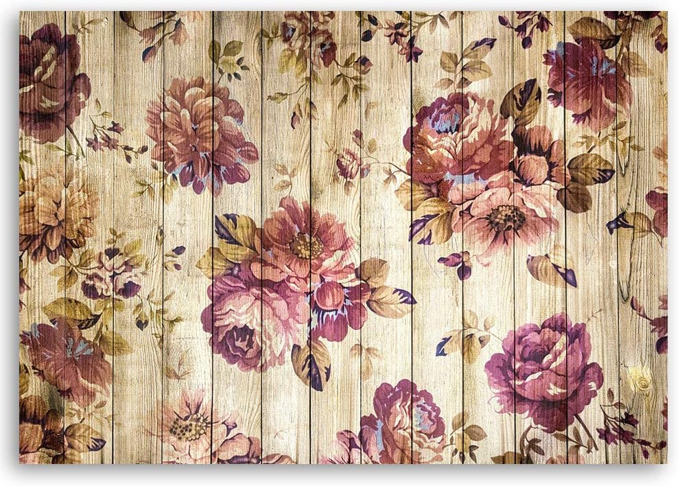 Feeby Wanddeko Blumen Leinwandbild Kunstdruck Vintage Braun 90x60 cm Leinwandbild 90x60 cm Braun_b,