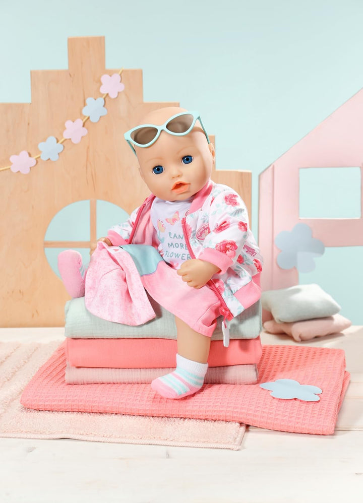 Baby Annabell Deluxe Frühling Puppenoutfit mit Rock, Bomberjacke, Mütze und Sonnenbrille für 43 cm P
