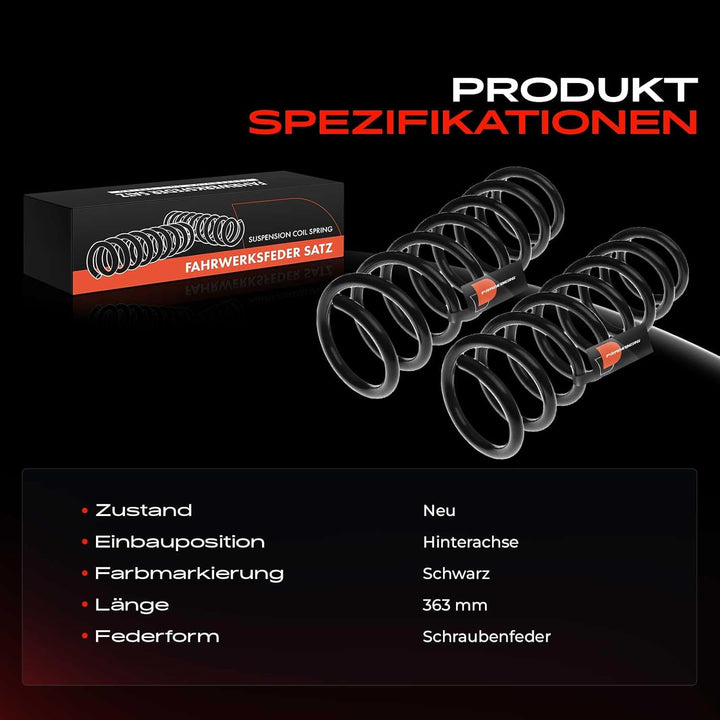 Frankberg 2x Federn Fahrwerksfeder Hinterachse Kompatibel mit 5er E60 520 523 525 530 535 540 545 1.