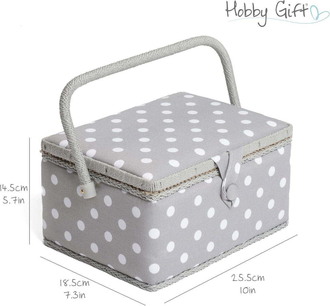 Hobbygift Nähkästchen, Baumwollmischung, Grauer Punkt, Mittelgross Grauer Fleck, Grauer Fleck
