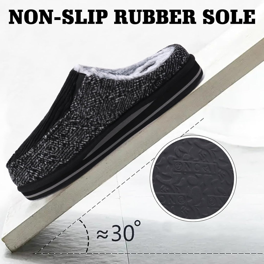 ONCAI Hausschuhe Herren Komfort Pantoffeln Plüsch Streifen Hüttenschuhe Wärme Cord Flauschig Slipper