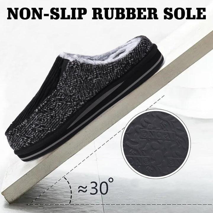 ONCAI Hausschuhe Herren Komfort Pantoffeln Plüsch Streifen Hüttenschuhe Wärme Cord Flauschig Slipper