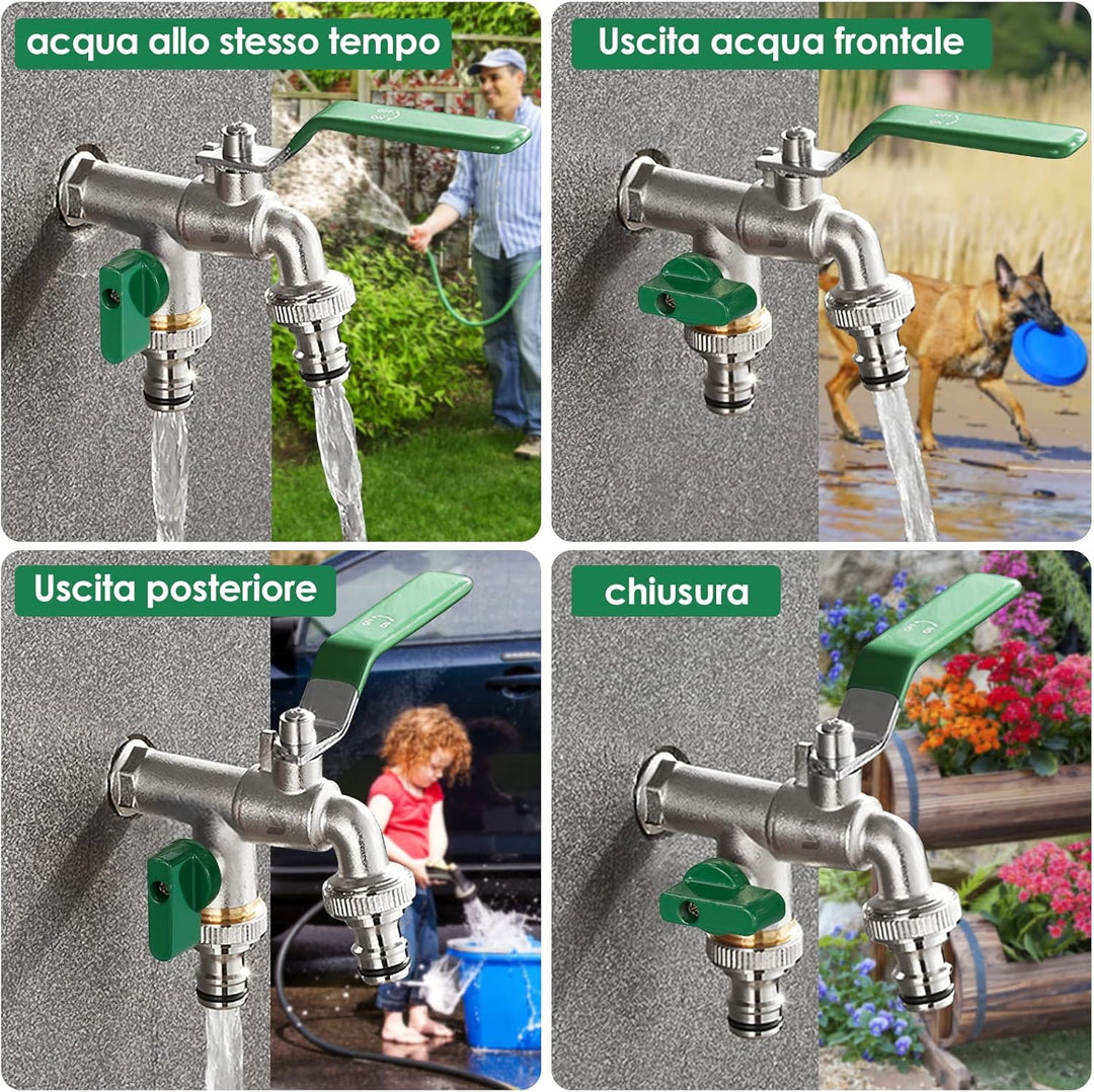 SPGOOD Garten Wasserhahn,Doppel Auslaufhahn 3/4 Zoll,aus Messing Rost-und Frostsicher,mit 2X 3/4 Zol