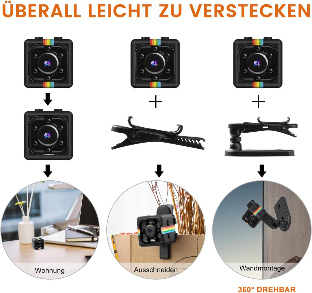 Bextgoo Mini Kamera, Überwachungskamera Ohne WLAN, 1080P Kleine Kamera mit 32GB Speicherkarte, Nacht
