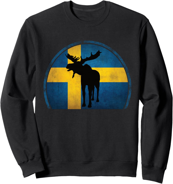 Elch Schweden Flagge Skandinavien Retro Sweatshirt