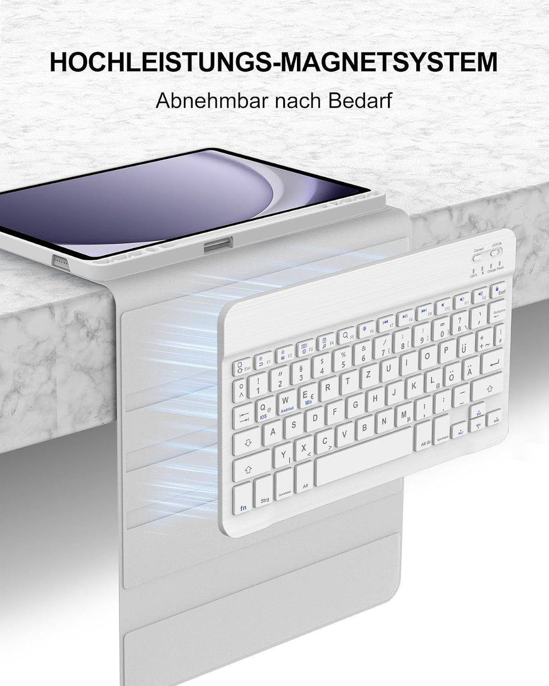 Hülle mit Tastatur für Samsung Galaxy Tab A9+ 11" (2023, SM-X210/X215/X216), Deutsch QWERTZ Keyboard