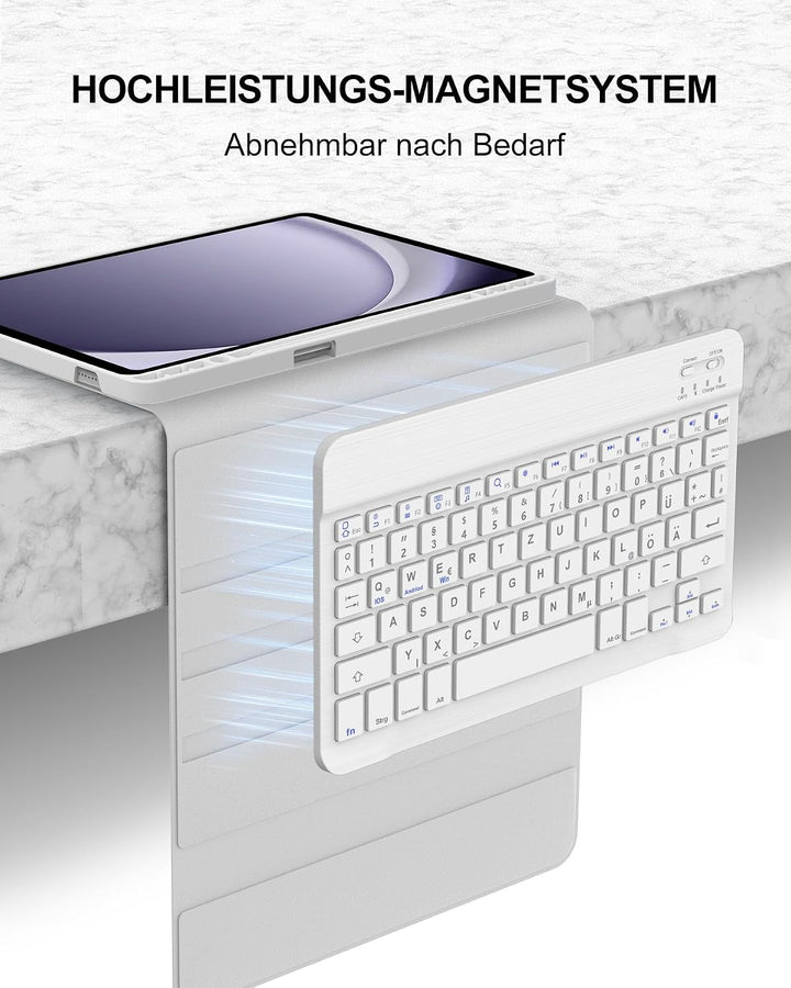 Hülle mit Tastatur für Samsung Galaxy Tab A9+ 11" (2023, SM-X210/X215/X216), Deutsch QWERTZ Keyboard