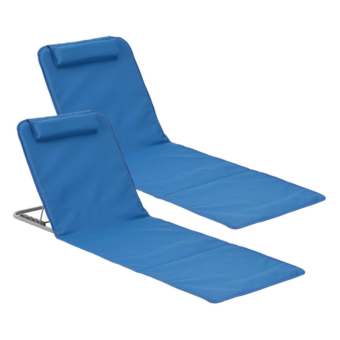 [en.casa] Strandmatte Donostia 2er Set Sonnenmatte klappbar Blau Strandliege mit Verstellbarer Rücke