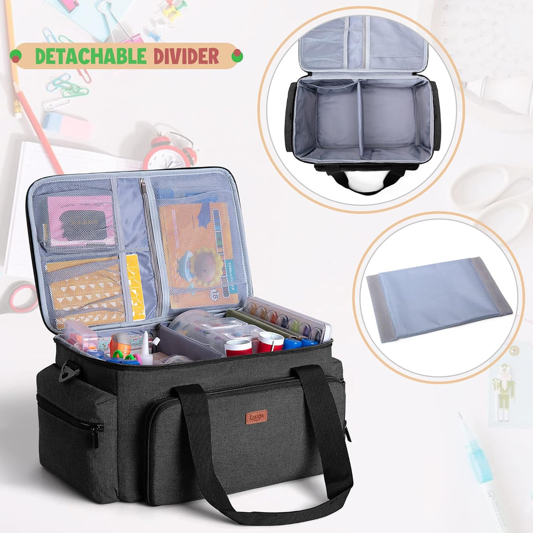 Luxja Nähen Organizer Tasche für Nähzubehör und Nähmaschine Zubehör, NUR Tasche, OHNE ZUBEHÖR Schwar
