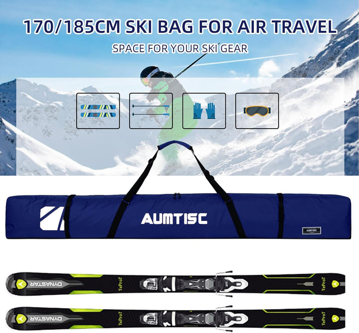 AUMTISC Skitasche Skisack Gepolstert Snowboardtasche Zum Transport Von Skiausrüstungstasche Mit vers